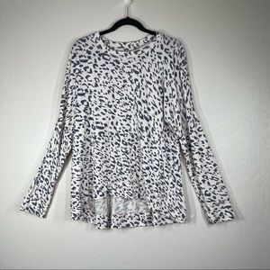 ⬇️ Kelly Renee Ivory Gray Leopard Print Tunic Shirt Drop Shoulder Size L (12-14)